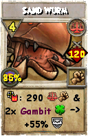 Wizard101 Balance spell card: Sand Wurm, Spell ID 14106