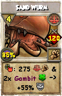 Wizard101 Balance spell card: Sand Wurm, Spell ID 14108