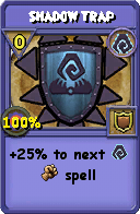 Wizard101 Shadow spell card: Shadow Trap, Spell ID 14129