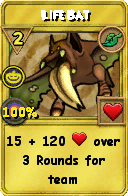 Wizard101 Life spell card: Life Bat, Spell ID 14163