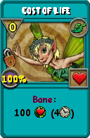 Wizard101 Life spell card: Cost of Life, Spell ID 14167