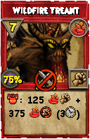 Wizard101 Fire spell card: Wildfire Treant, Spell ID 14172