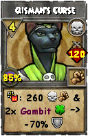 Wizard101 Death spell card: Qismah's Curse, Spell ID 14177