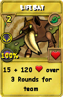 Wizard101 Life spell card: Life Bat, Spell ID 14184