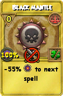 Wizard101 Balance spell card: Black Mantle, Spell ID 14204