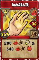 Wizard101 Fire spell card: Immolate, Spell ID 14211
