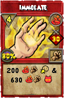 Wizard101 Fire spell card: Immolate, Spell ID 14212