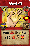 Wizard101 Fire spell card: Immolate, Spell ID 14214