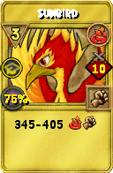 Wizard101 Fire spell card: Sunbird, Spell ID 14233