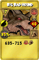 Wizard101 Balance spell card: Big Bad Hound, Spell ID 14245