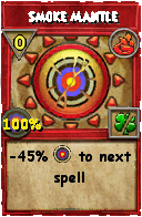Wizard101 Fire spell card: Smoke Mantle, Spell ID 14268