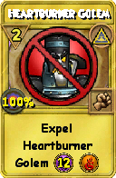 Wizard101 Myth spell card: Heartburner Golem, Spell ID 14274