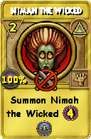 Wizard101 Myth spell card: Nimah the Wicked, Spell ID 14276