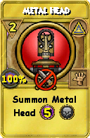 Wizard101 Myth spell card: Metal Head, Spell ID 14287
