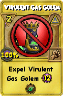 Wizard101 Myth spell card: Virulent Gas Golem, Spell ID 14301