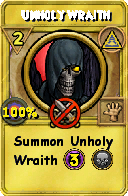 Wizard101 Myth spell card: Unholy Wraith, Spell ID 14304