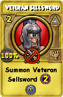 Wizard101 Myth spell card: Veteran Sellsword, Spell ID 14310