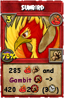 Wizard101 Fire spell card: Sunbird, Spell ID 14320
