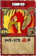 Wizard101 Fire spell card: Sunbird, Spell ID 14322