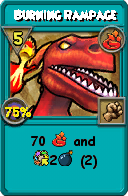 Wizard101 Fire spell card: Burning Rampage, Spell ID 14332