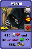 Wizard101 Death spell card: Wraith, Spell ID 14353