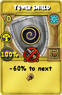 Wizard101 Ice spell card: Tower Shield, Spell ID 14354