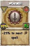 Wizard101 Balance spell card: Weakness, Spell ID 14357