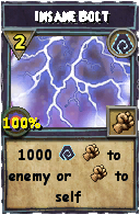 Wizard101 Shadow spell card: Insane Bolt, Spell ID 14368