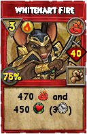 Wizard101 Fire spell card: Whitehart Fire, Spell ID 14371