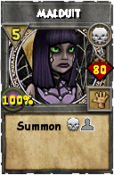 Wizard101 Death spell card: Malduit, Spell ID 14385
