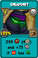 Wizard101 Death spell card: Cheapshot, Spell ID 14417