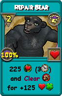 Wizard101 Storm spell card: Repair Bear, Spell ID 14427