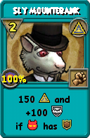 Wizard101 Myth spell card: Sly Mountebank, Spell ID 14438