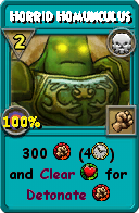 Wizard101 Death spell card: Horrid Homunculus, Spell ID 14439