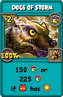 Wizard101 Storm spell card: Dogs of Storm, Spell ID 14477