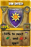 Wizard101 Sun spell card: Sun Shield, Spell ID 14483