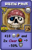 Wizard101 Death spell card: Skeletal Pirate, Spell ID 14510