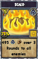 Wizard101 Shadow spell card: Scald, Spell ID 14514