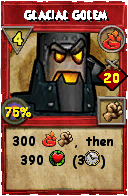 Wizard101 Fire spell card: Glacial Golem, Spell ID 14518