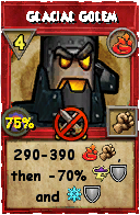 Wizard101 Fire spell card: Glacial Golem, Spell ID 14519