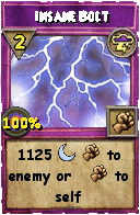 Wizard101 Storm spell card: Insane Bolt, Spell ID 14524