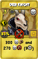 Wizard101 Death spell card: Deer Knight, Spell ID 14532