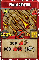 Wizard101 Fire spell card: Rain of Fire, Spell ID 14552