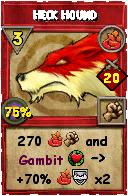 Wizard101 Fire spell card: Heck Hound, Spell ID 14558