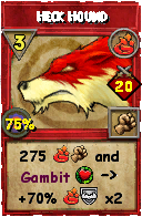Wizard101 Fire spell card: Heck Hound, Spell ID 14559