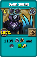 Wizard101 Shadow spell card: Dark Shrike, Spell ID 14577