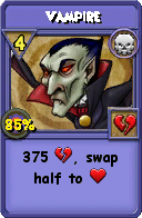 Wizard101 Death spell card: Vampire, Spell ID 14598
