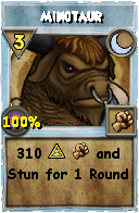 Wizard101 Moon spell card: Minotaur, Spell ID 14613
