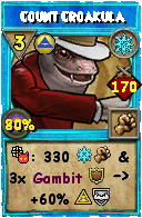 Wizard101 Ice spell card: Count Croakula, Spell ID 14620