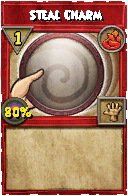 Wizard101 Fire spell card: Steal Charm, Spell ID 14622